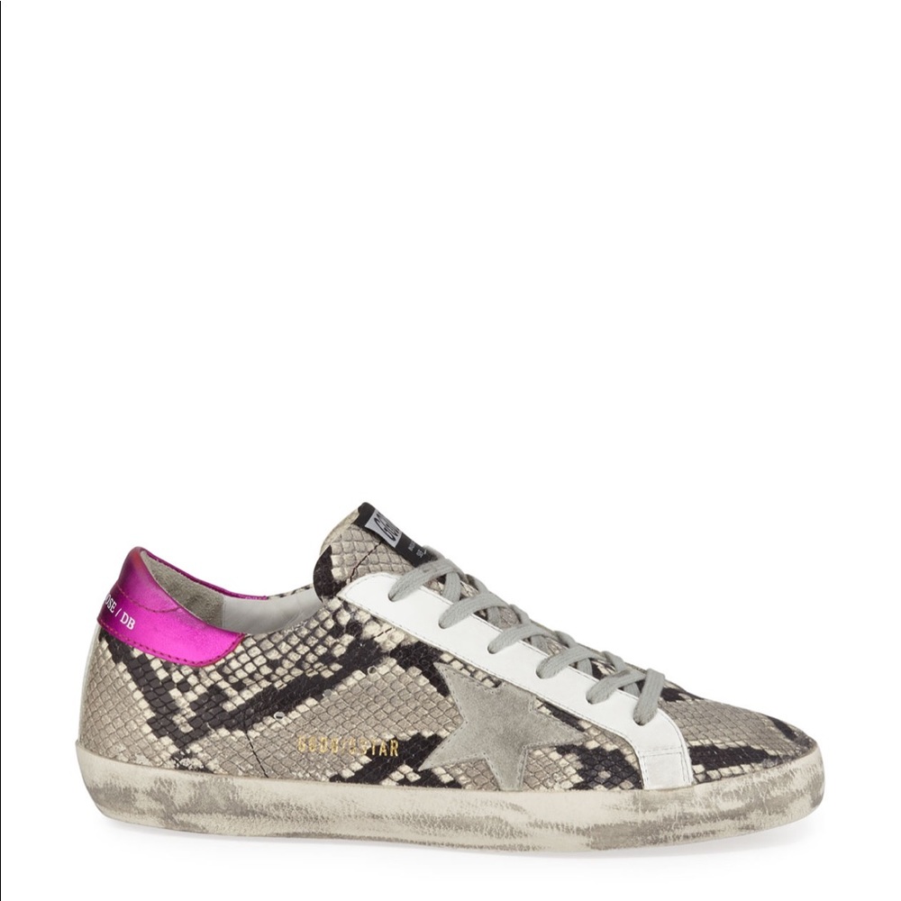 Golden Goose Snake Print Sneakers with Pink Accent - Picture 3 of 16